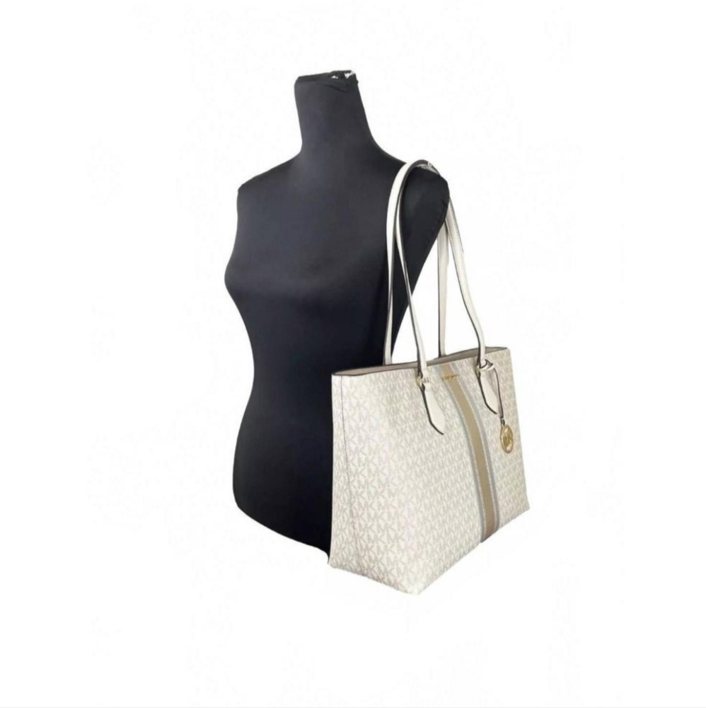 ♥️NWT Michael Kors Pale Gold Sheila Large Signature Metallic Tote Bag MSRP $628♥ - Picture 2 of 9